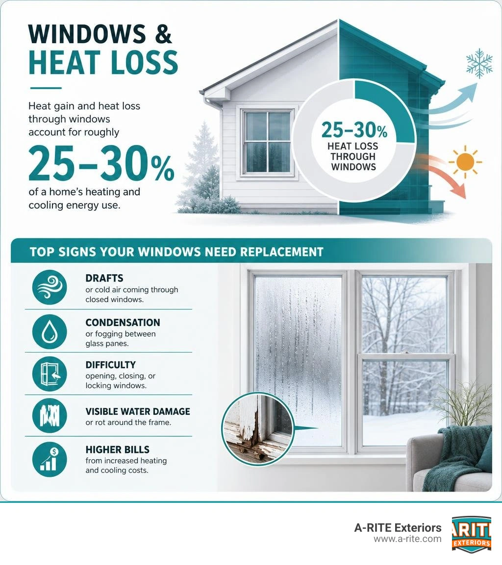infographic showing window heat loss percentage and top signs windows need replacement infographic infographic showing window heat loss percentage and top signs windows need replacement infographic