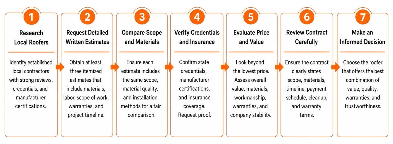 diagram of the step-by-step process for evaluating roofing costs and contracts diagram of the step-by-step process for evaluating roofing costs and contracts