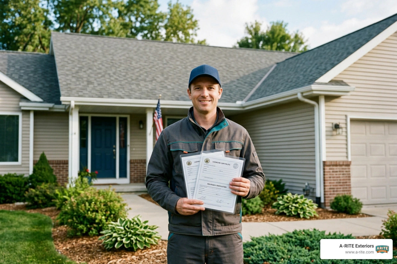 licensed contractor presenting official state credentials and insurance certificates licensed contractor presenting official state credentials and insurance certificates