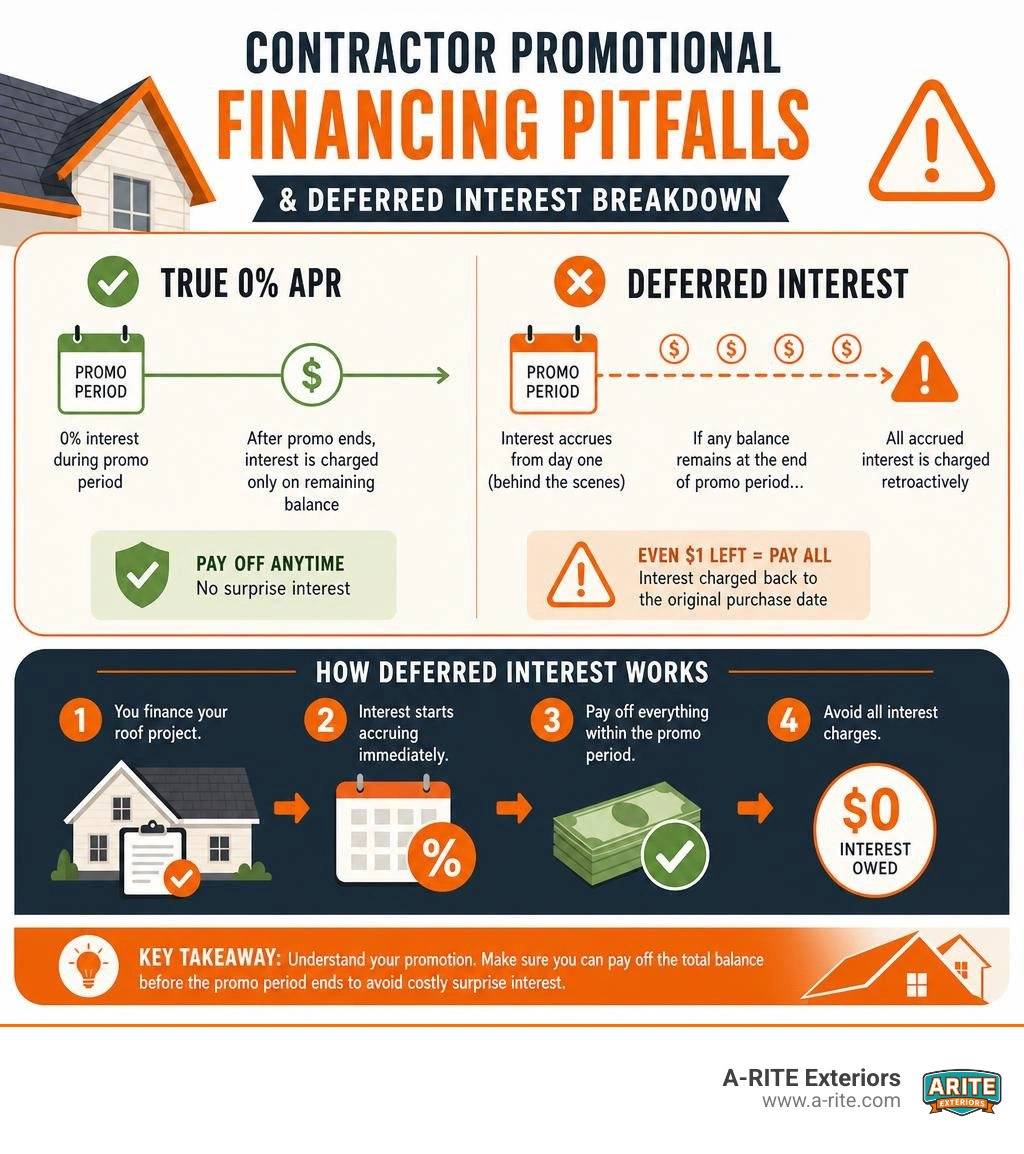 Contractor promotional financing terms and payment planning infographic Contractor promotional financing terms and payment planning infographic