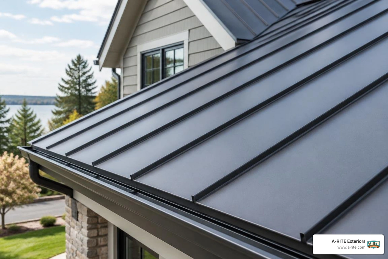Profile view of durable standing seam metal roofing panel