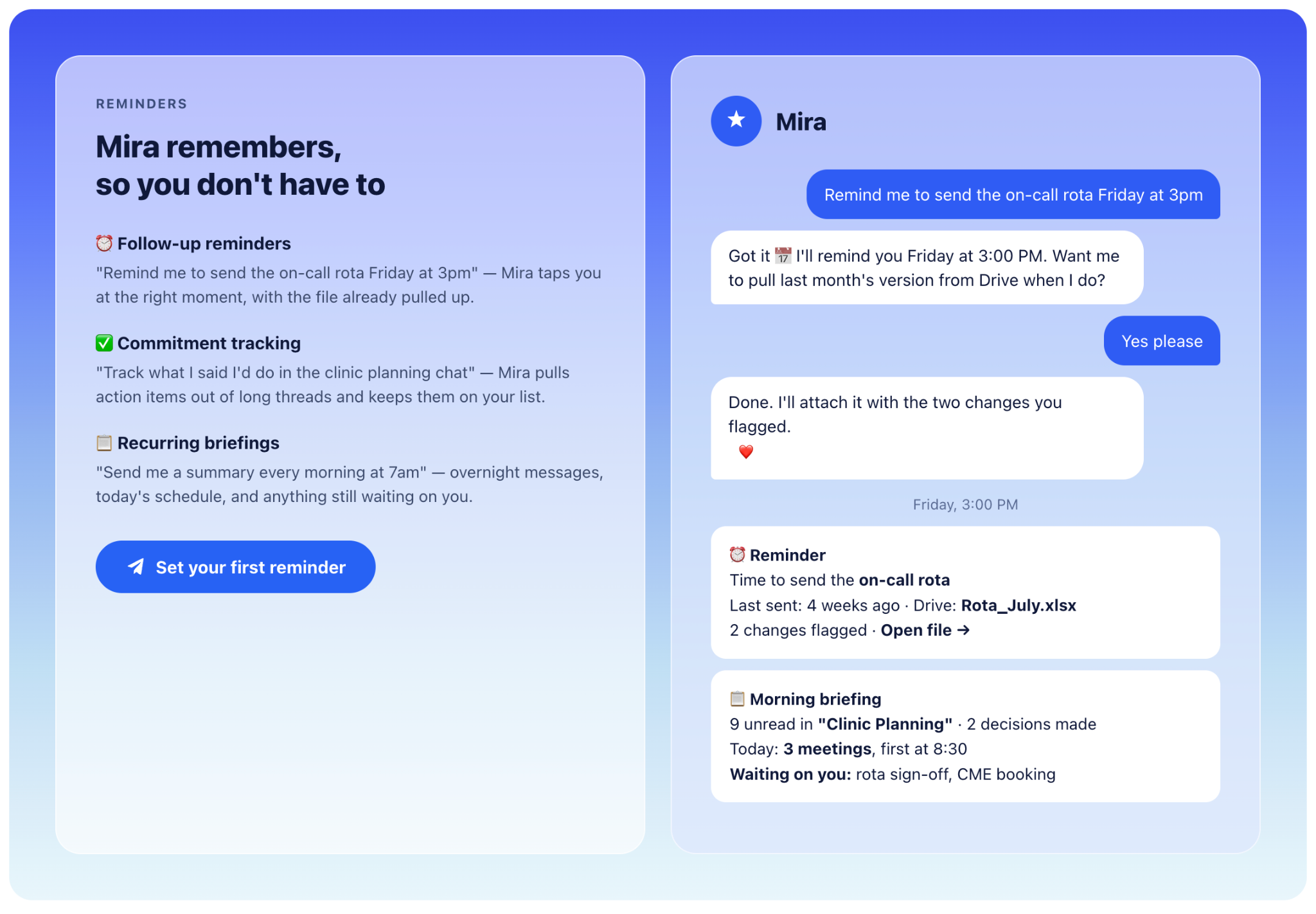 Mira is a personal AI agent for healthcare professionals