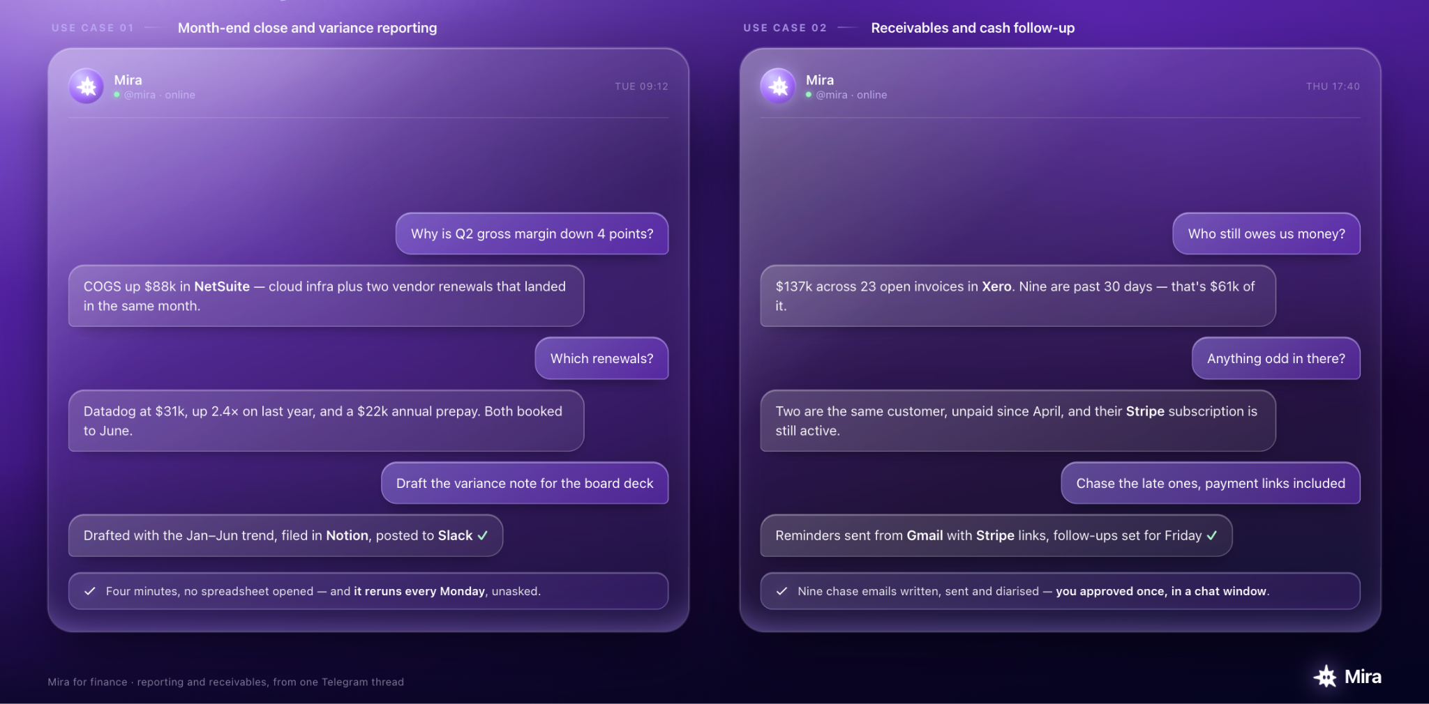 Mira for finance professionals