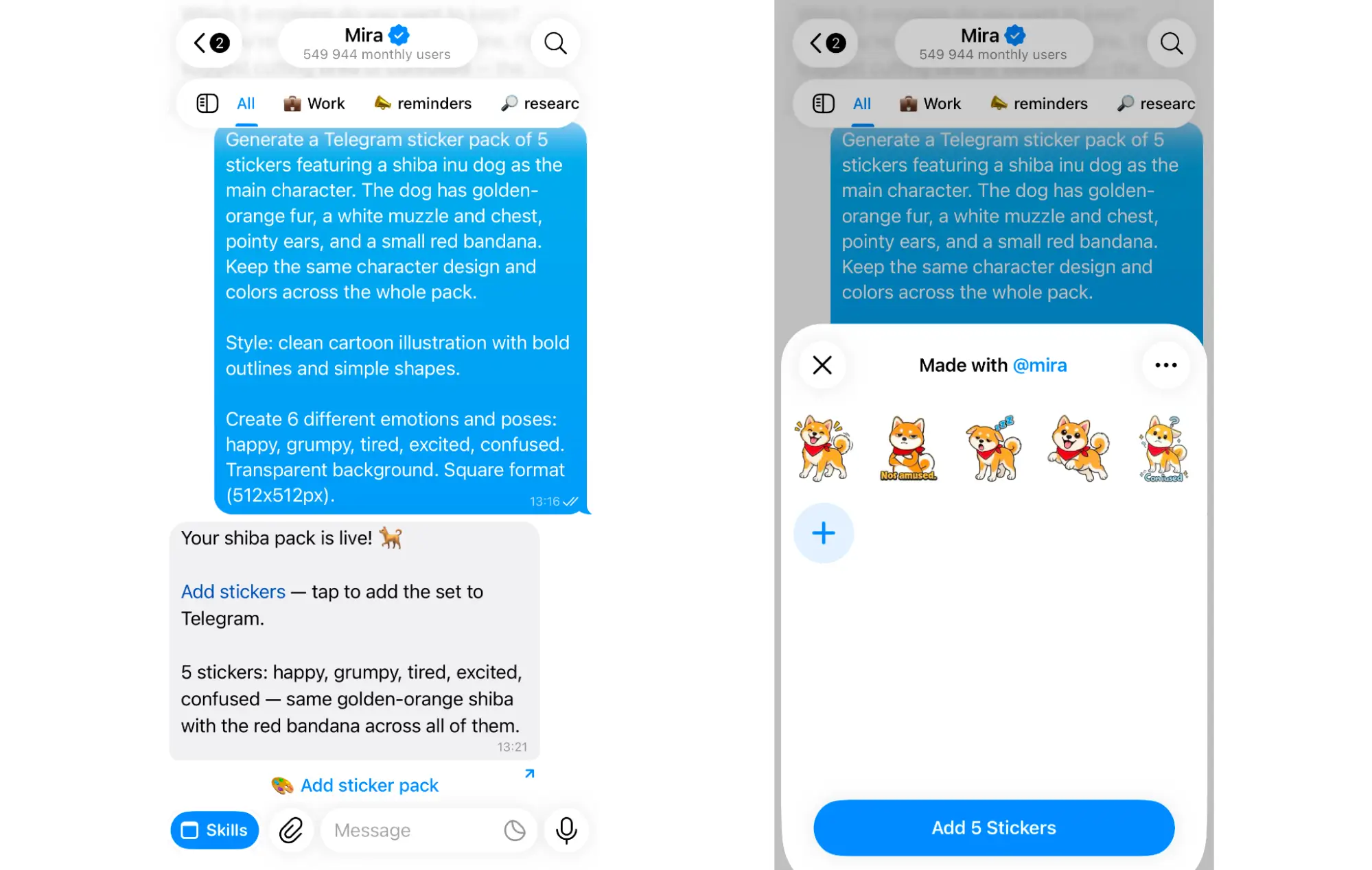 How to create stickers from a text description with Mira