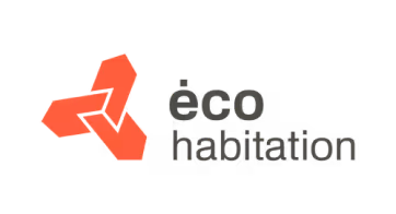 Eco habitation logo with a red geometric design to the left of the text.