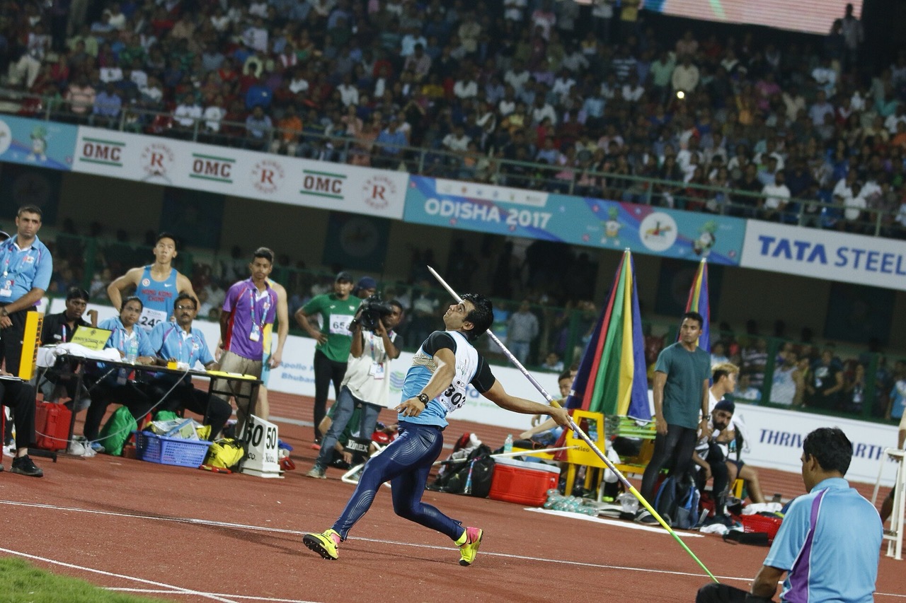 Neeraj Chopra in action — Olympic gold medallist representing India's athletic excellence