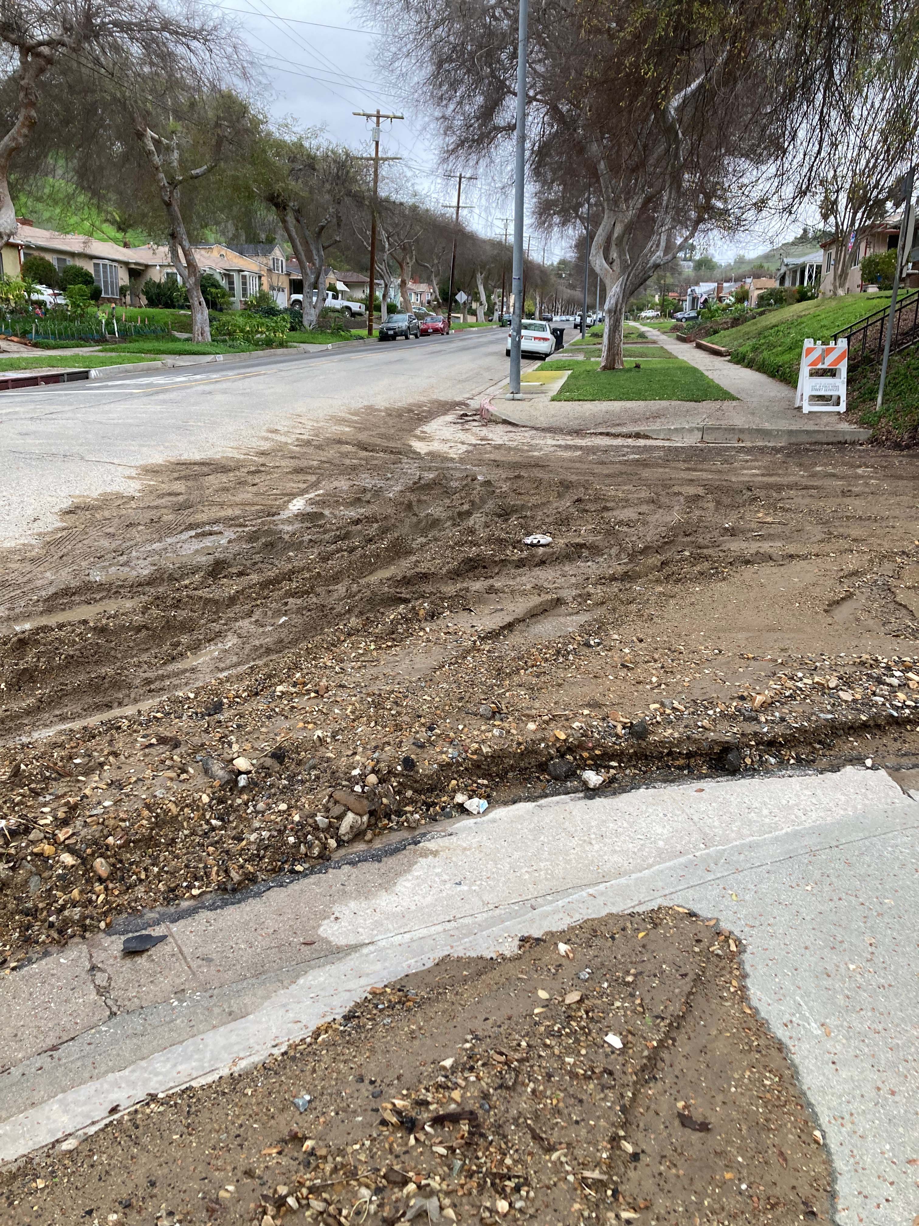 Mud from erosion on Elephant Hill after rain