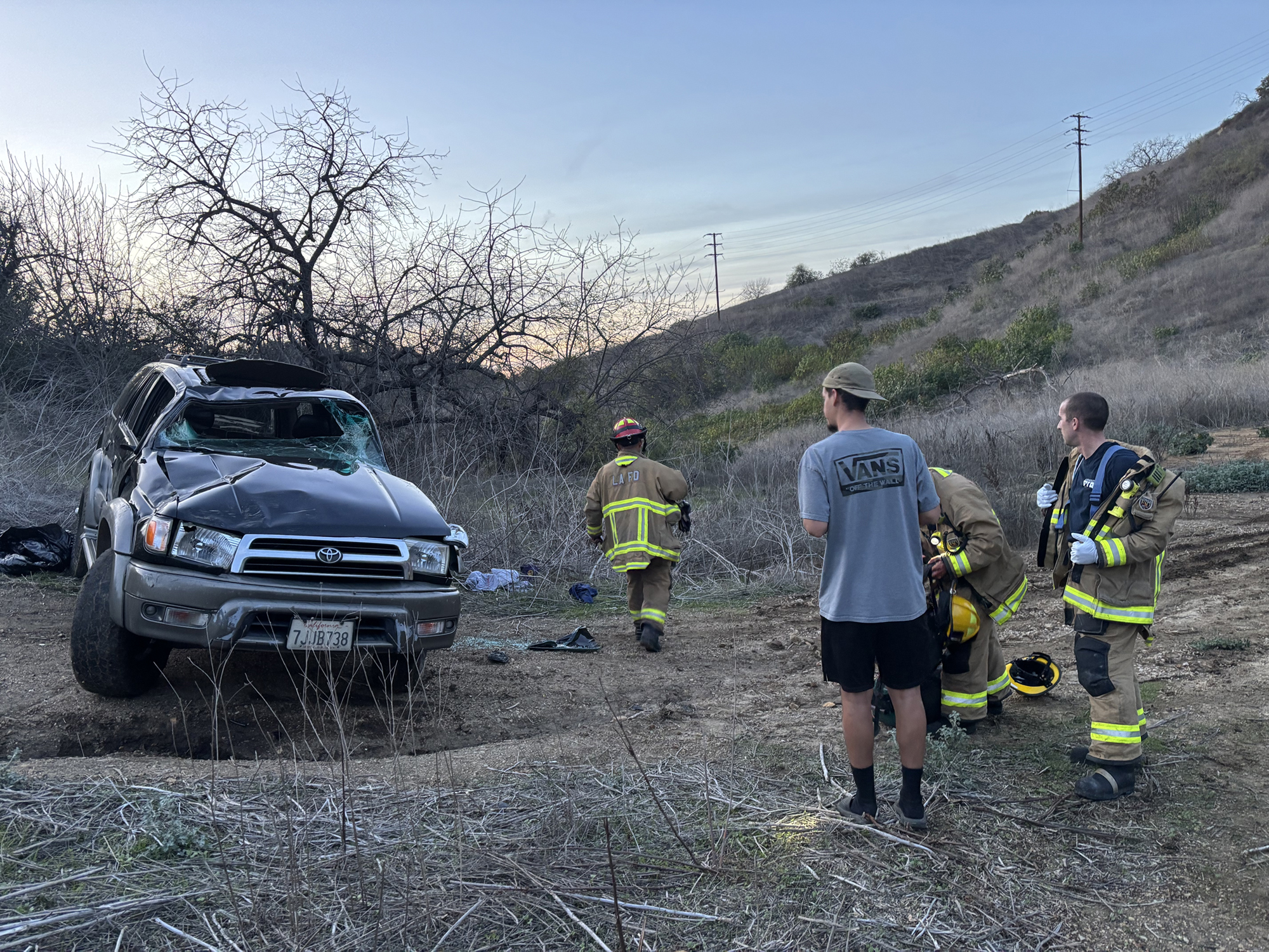 Fire fighters respond to an off-roading crash on Elephant Hill