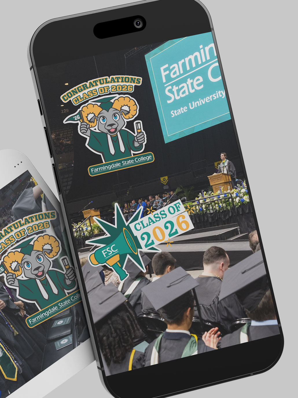 A mockup of GIF stickers made for an internship with Farmingdale State College's marketing department. 