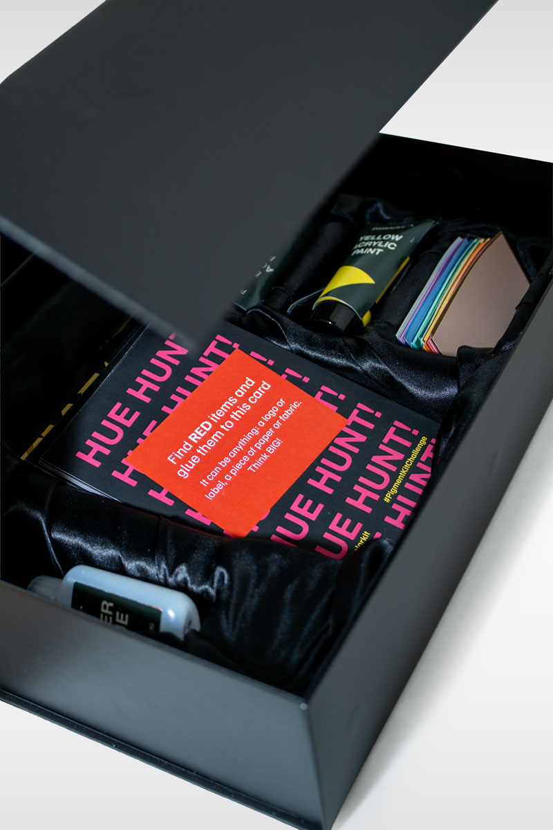 Open Pigment box with items inside.