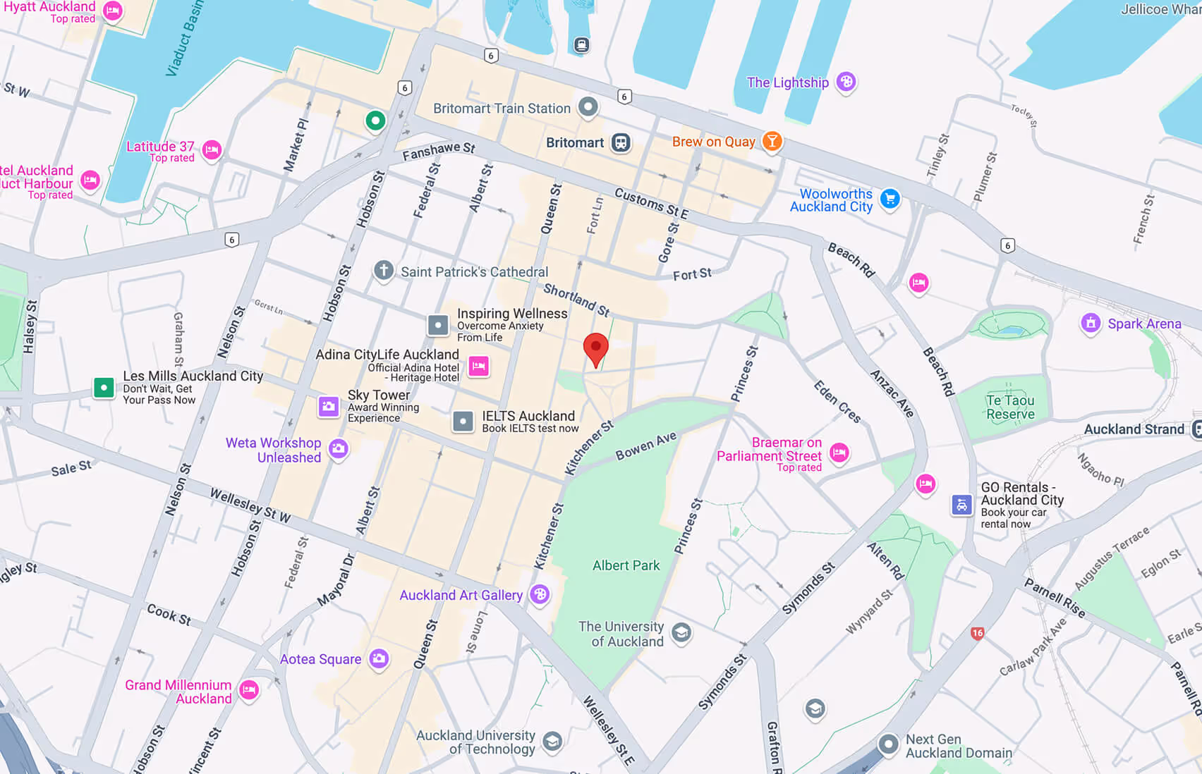 Auckland office location on map