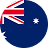 Australia flag icon with a dark blue circle background, a white Commonwealth Star, the Southern Cross constellation, and a portion of the red and white Union Jack.
