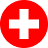 Red circle with a white Swiss cross symbol in the center.