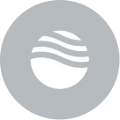 White circle with three horizontal wavy lines above it on a dark circular background.