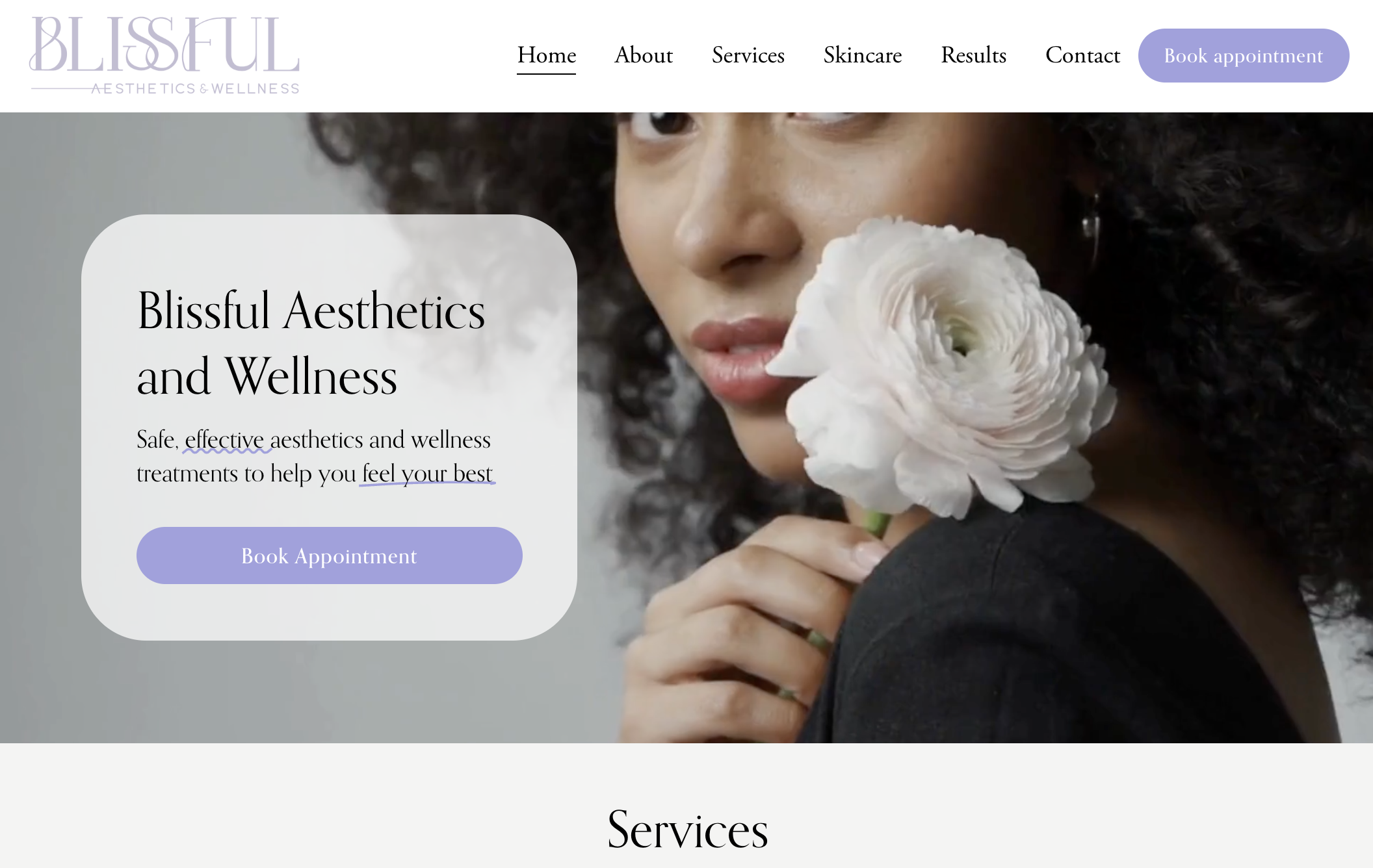 Blissful Aesthetics & Wellness homepage