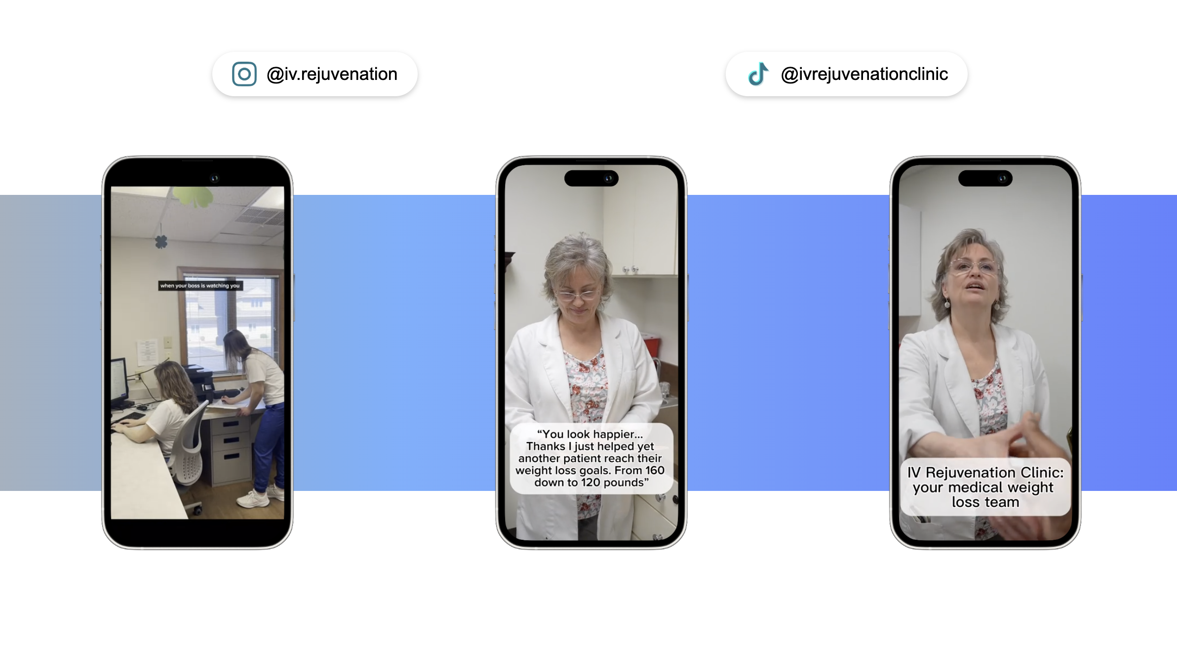 IV Rejuvenation Clinic custom social media sliding banner with phone-frame video mockups