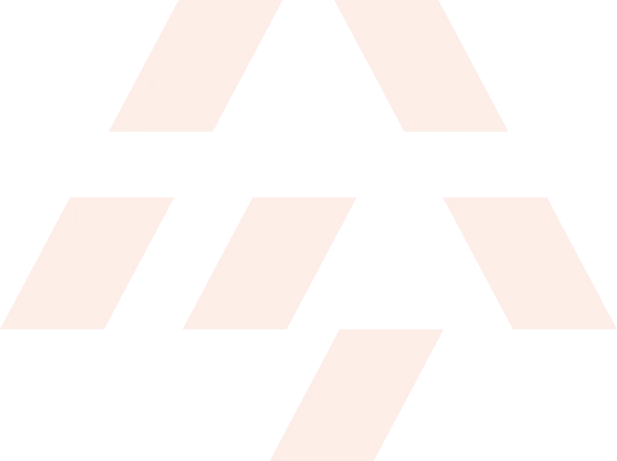 Abstract geometric design with orange parallelograms forming a stylized letter A on a black background.