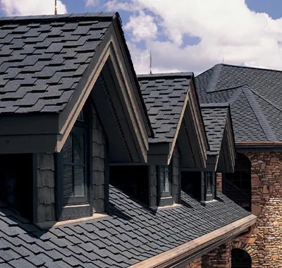 Asphalt shingle roof installation on modern home in Los Angeles by 3B Roofing