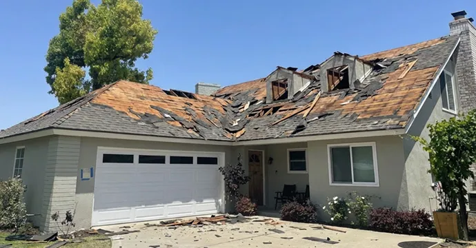 New roof installation after repair by 3B Roofing in Los Angeles County showing clean finished shingles and fully restored residential roof