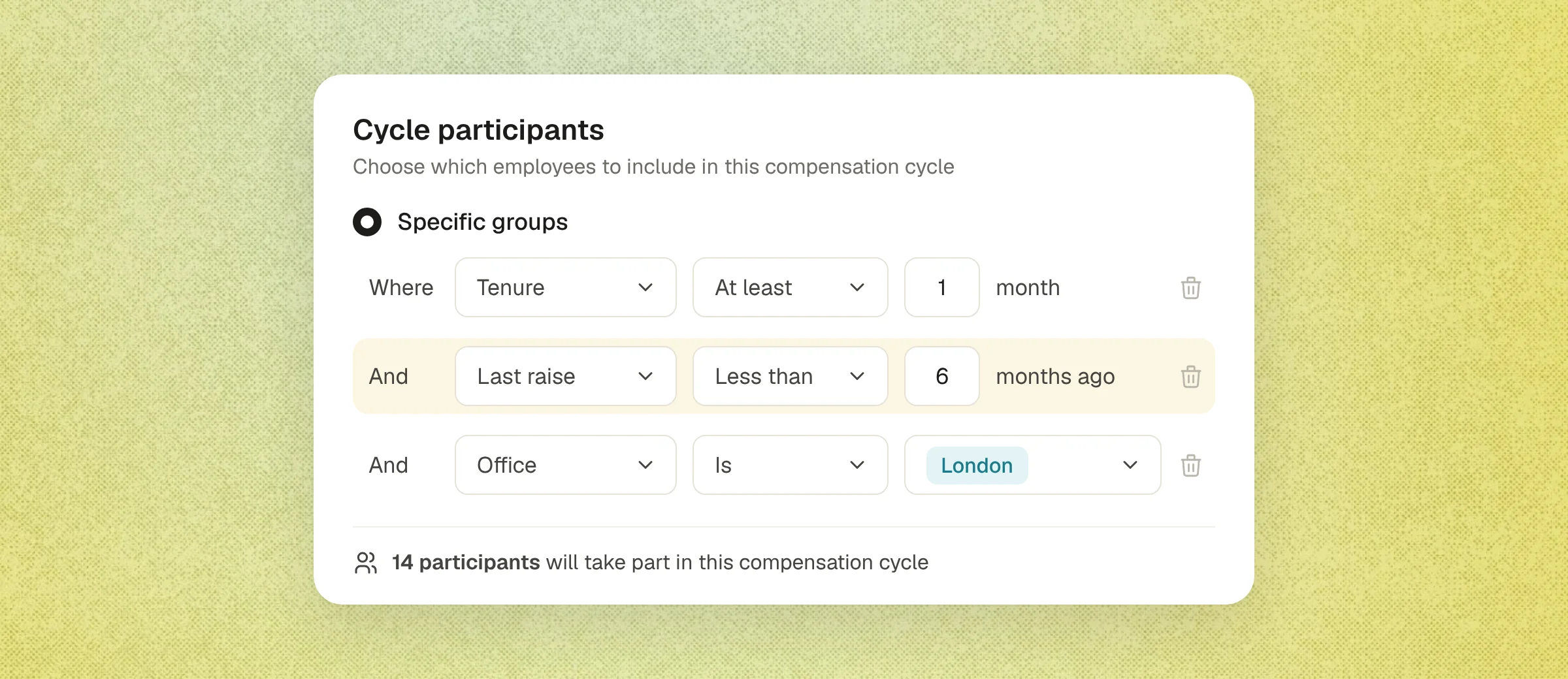 Compensation cycles improvements
