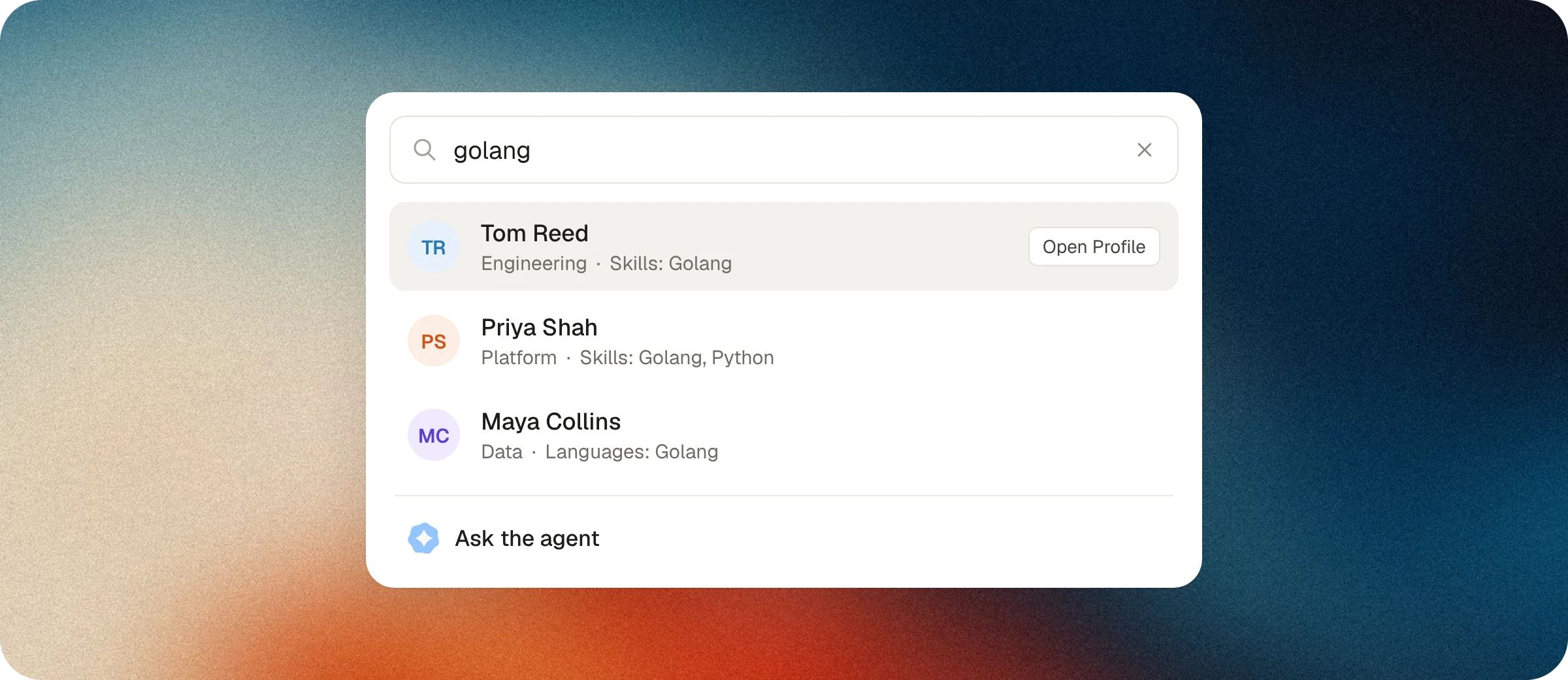 Cmd+K finds people by any detail