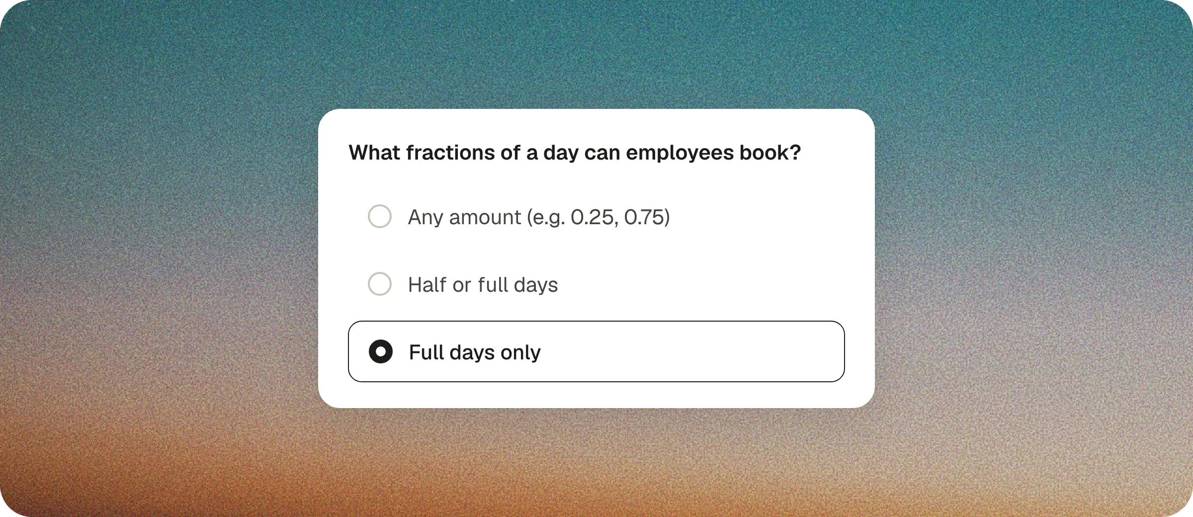 Time off in full days only
