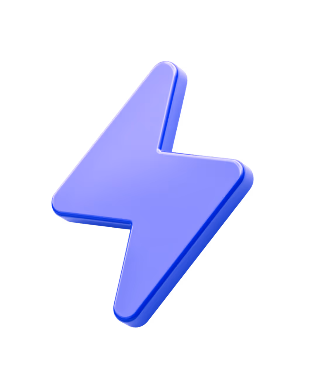 Blue 3D lightning bolt icon on a black background.
