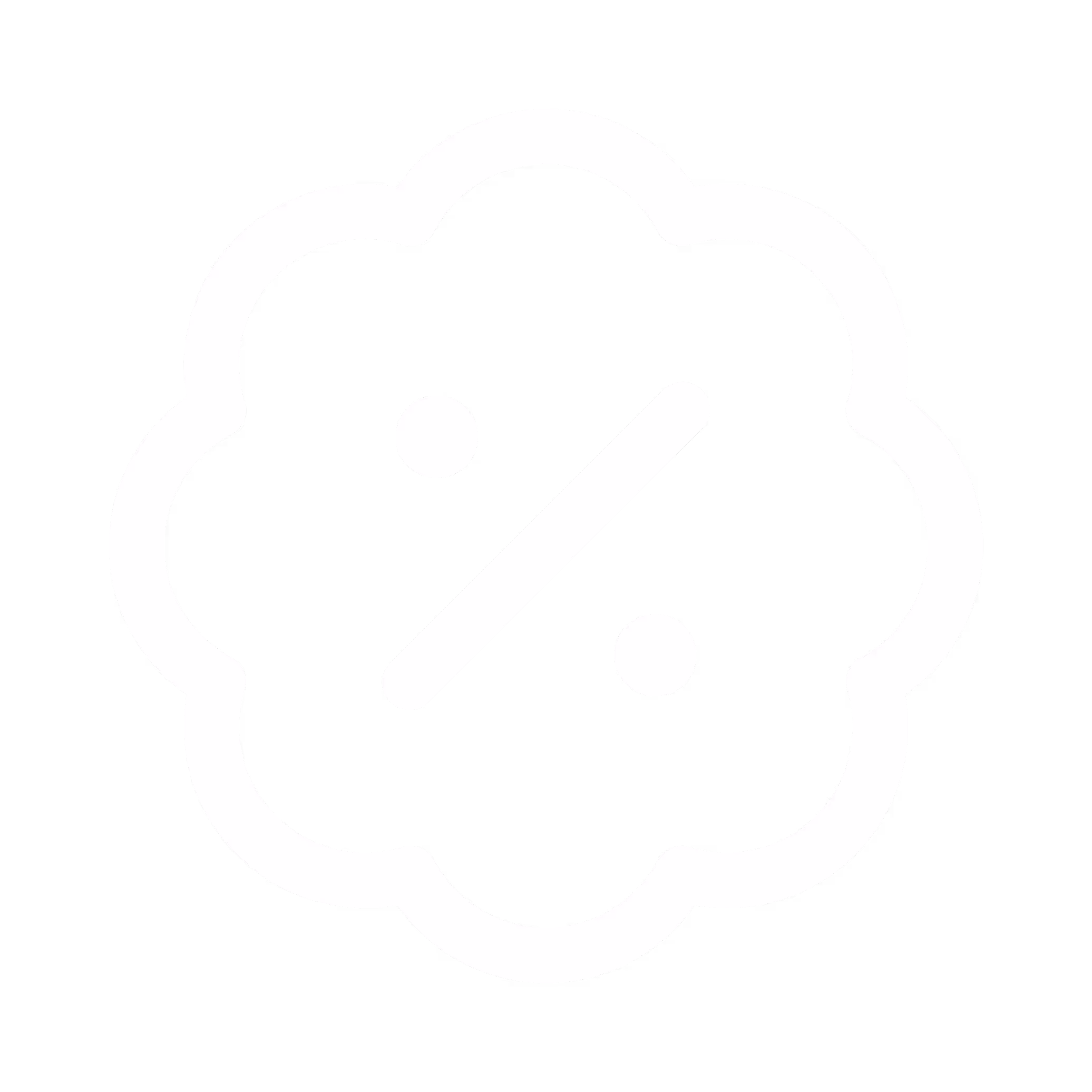Prozentzeichen in einer wolkenförmigen Umrandung als Symbol für Rabatt oder Angebot.