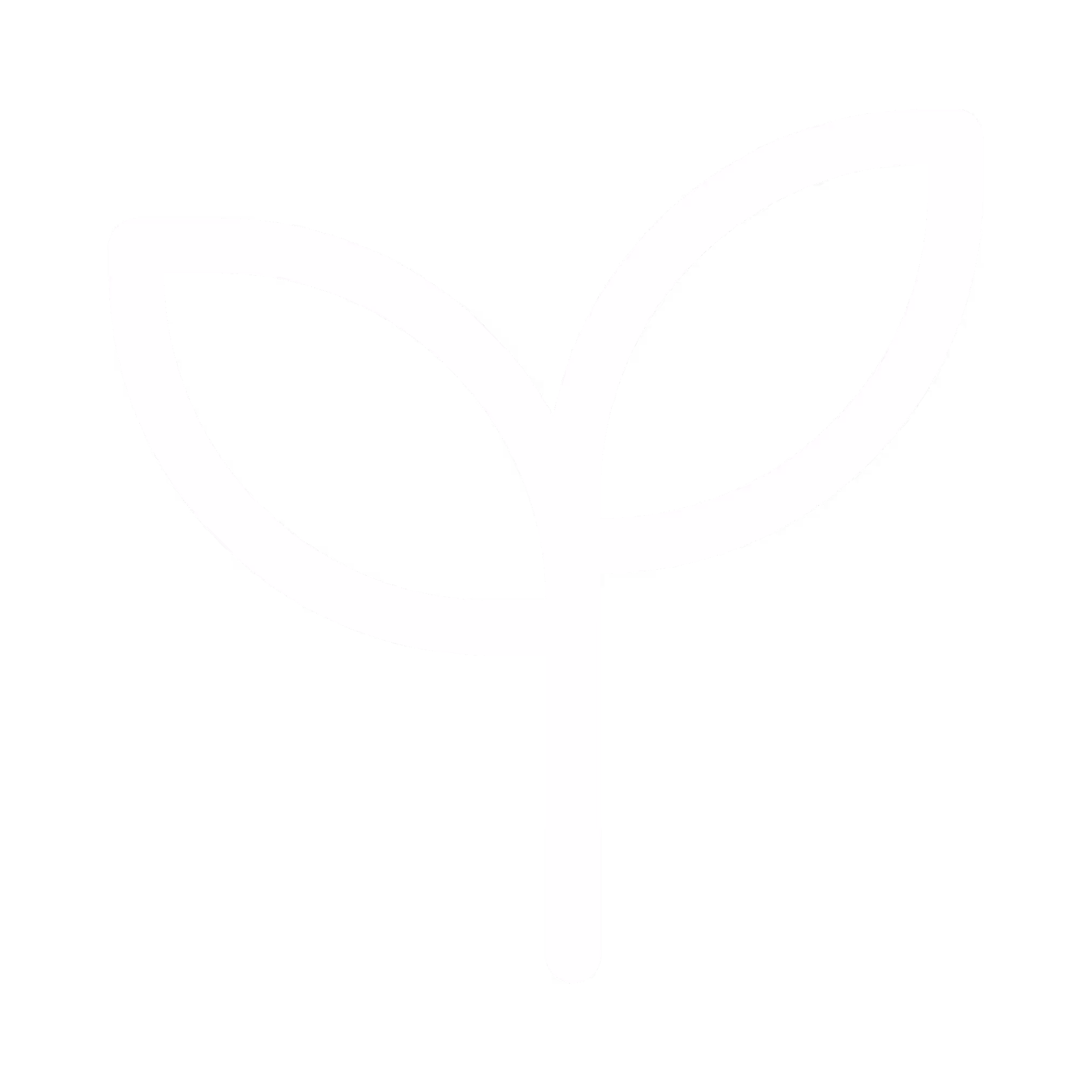 Symbol mit zwei Blättern an einem Stiel, dargestellt in weiß vor schwarzem Hintergrund.