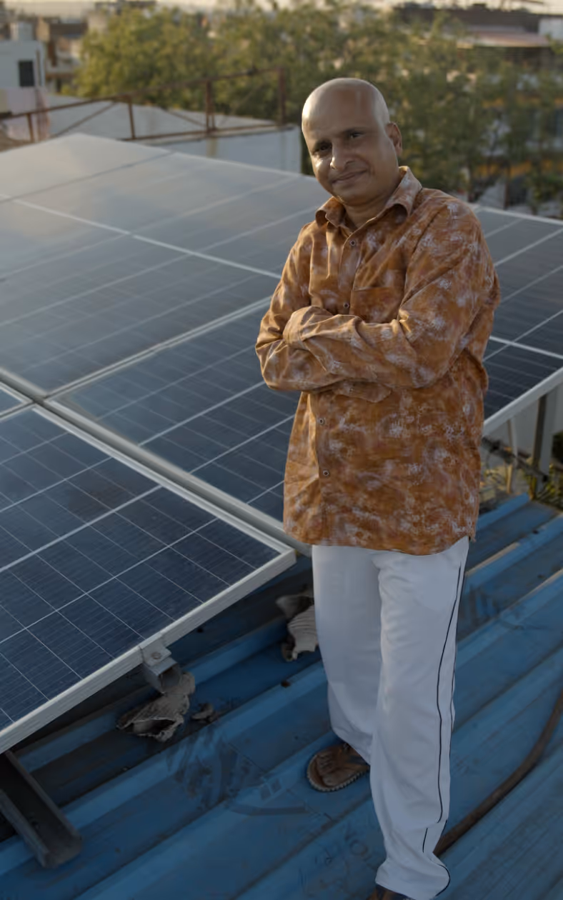 A house with rooftop solar panels
