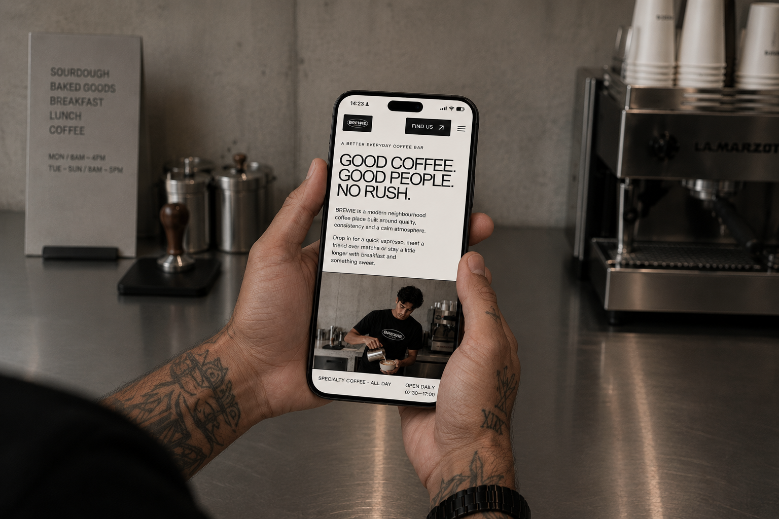 BREWIE Coffee Bar website homepage