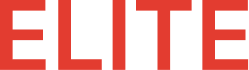 The word ELITE in bold red uppercase letters on a white background.