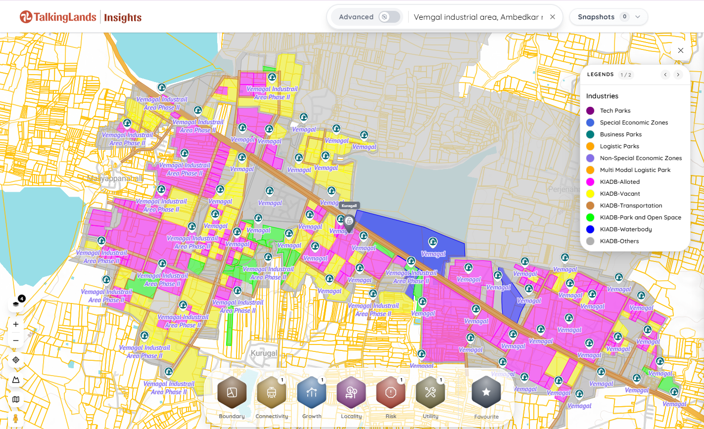 TalkingLands Insights map showing zoning, risk & owner for a plot