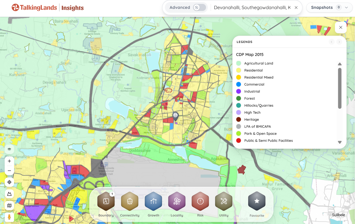 TalkingLands Insights map showing zoning, risk & owner for a plot