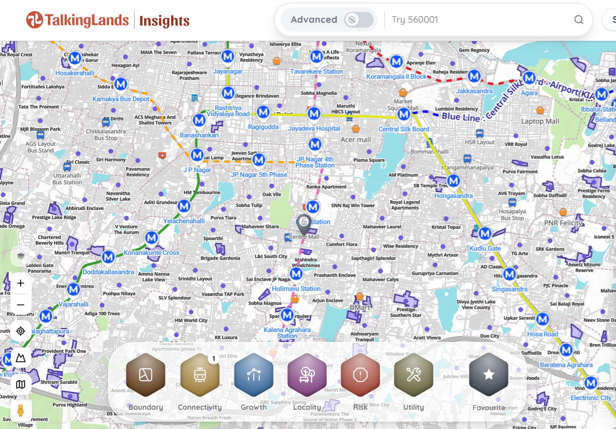 TalkingLands Insights map showing zoning, risk & owner for a plot