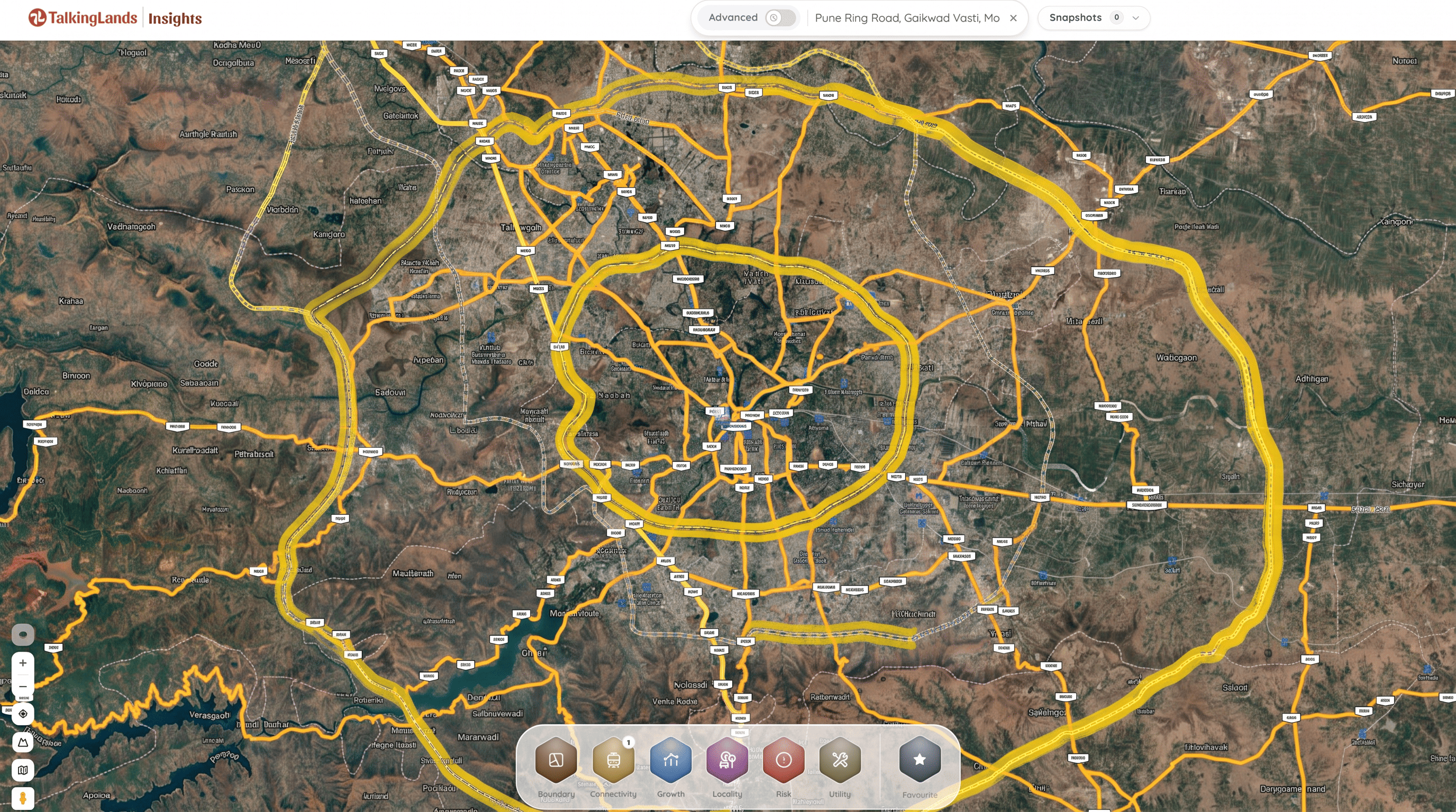 TalkingLands Insights map showing zoning, risk & owner for a plot