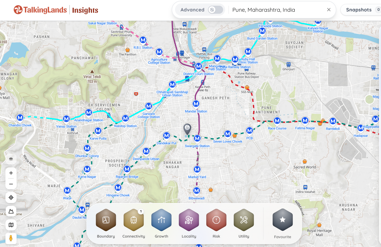 TalkingLands Insights map showing zoning, risk & owner for a plot
