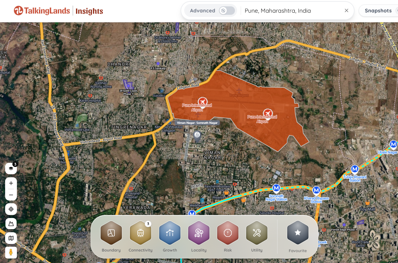 TalkingLands Insights map showing zoning, risk & owner for a plot