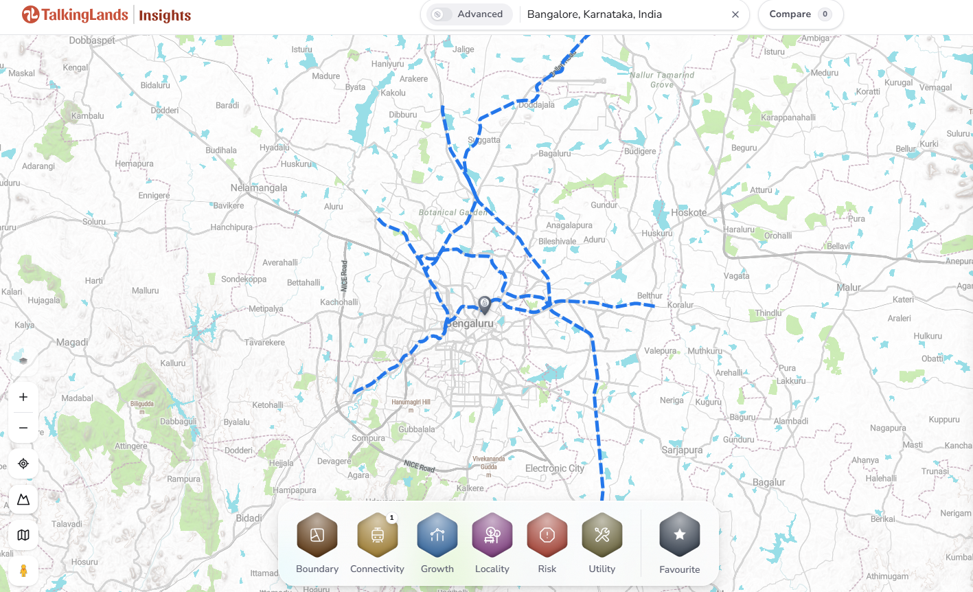 TalkingLands Insights map showing zoning, risk & owner for a plot