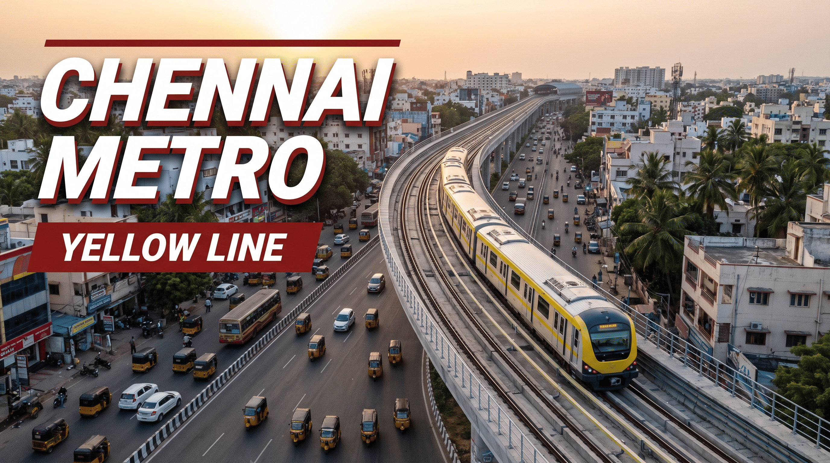 Chennai Metro Yellow Line elevated corridor from Poonamallee to Vadapalani