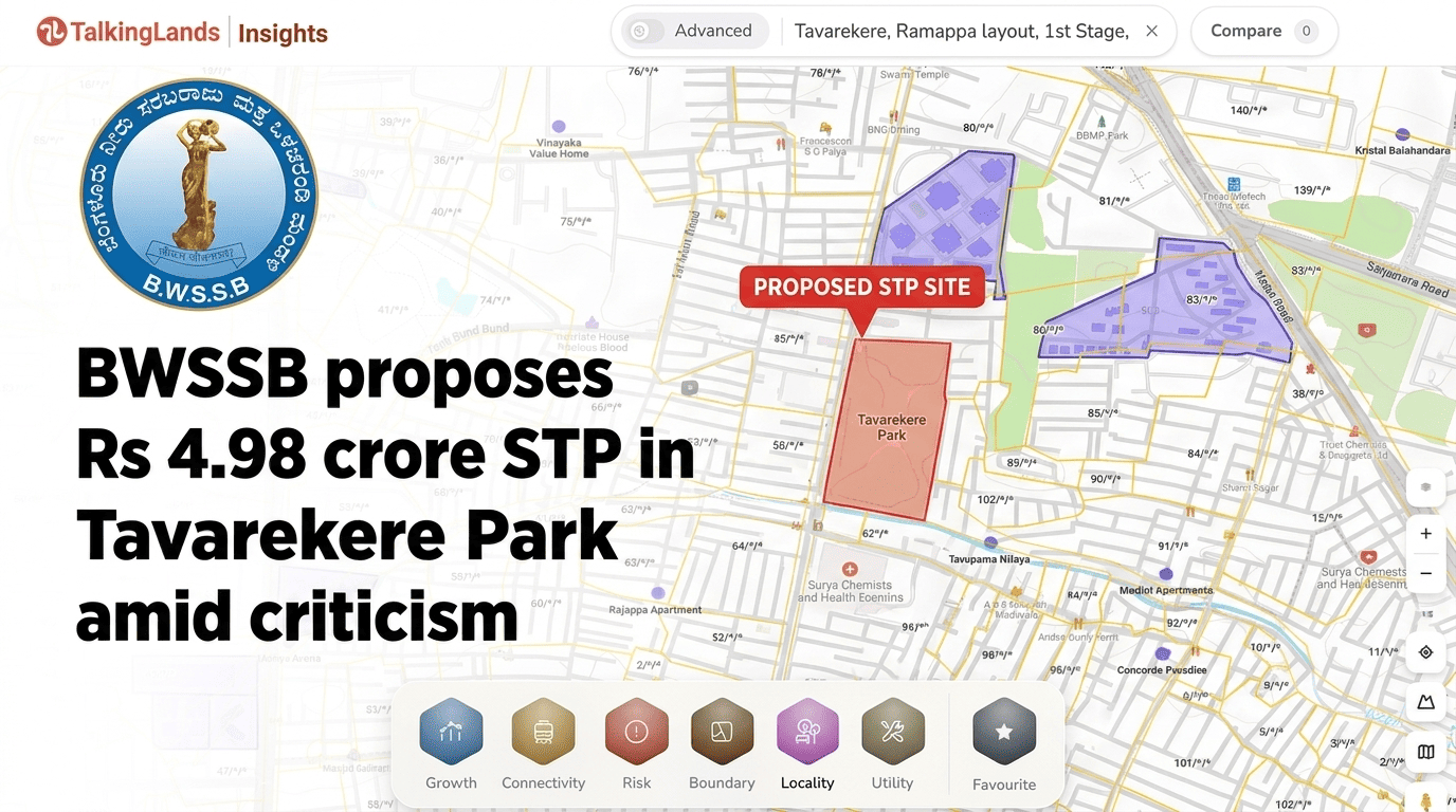TalkingLands Insights map of the Tavarekere area in south Bengaluru