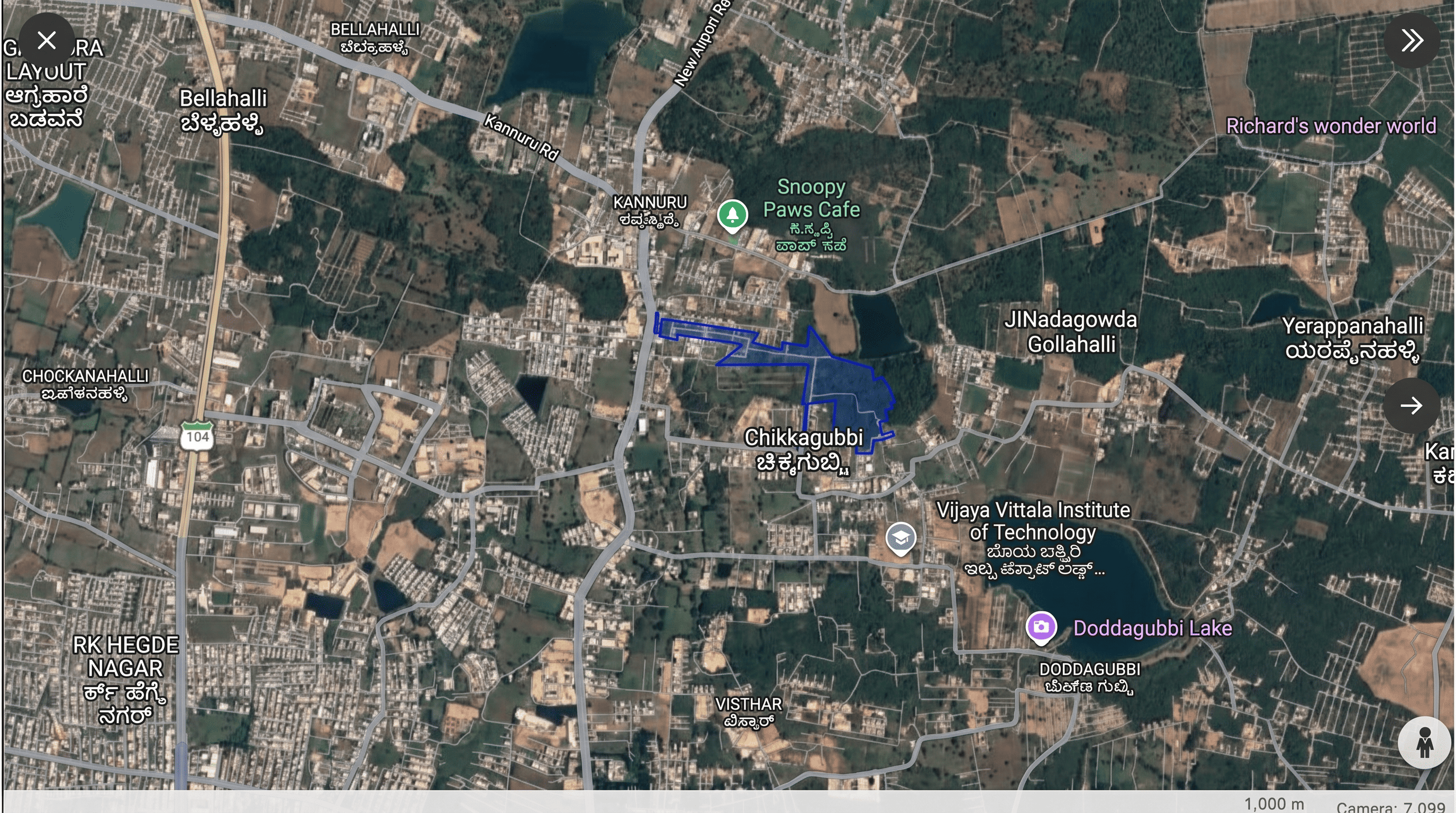 Step-by-step view of checking a plot's parcel, connectivity and risk in the Hennur-Bagalur corridor on TalkingLands Insights