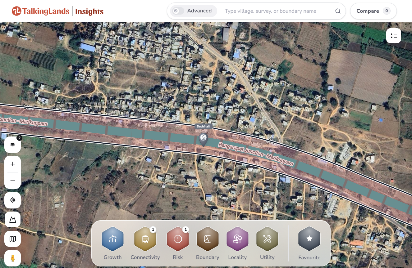Railway layer over a plot on TalkingLands Insights