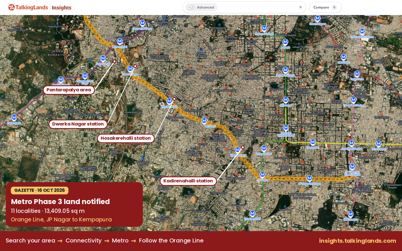 Namma Metro Phase 3 Orange Line on TalkingLands Insights with the gazette notification of 16 October 2026
