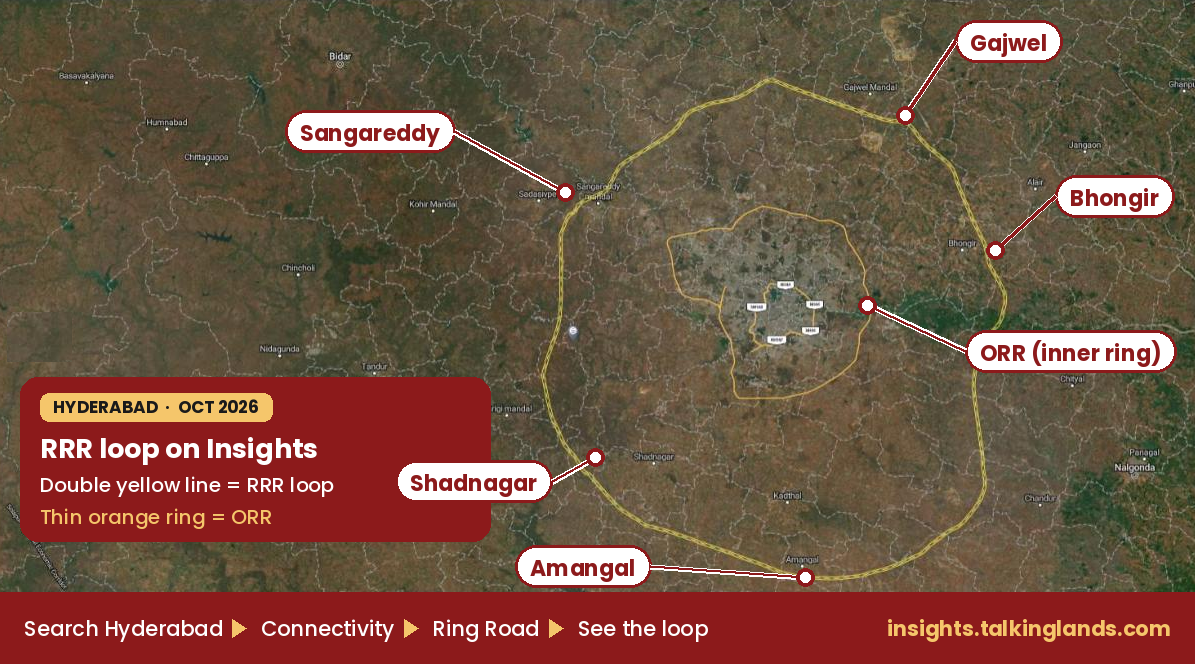 Hyderabad RRR loop on the TalkingLands Insights satellite map