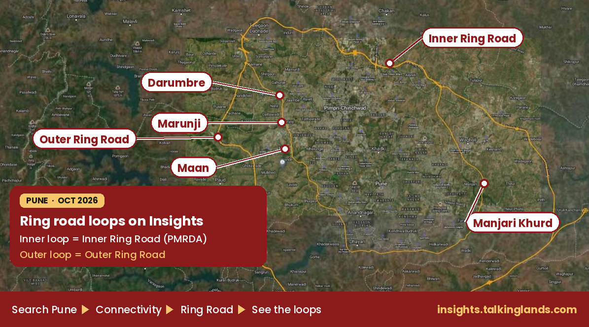 Pune Inner Ring Road loop on the TalkingLands Insights satellite map