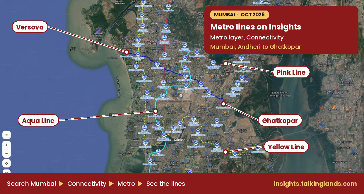 Mumbai metro lines on the TalkingLands Insights satellite map