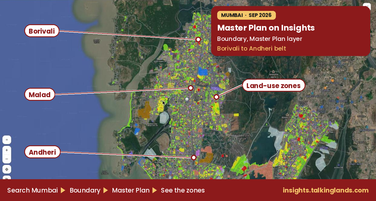 Mumbai Master Plan zoning on the TalkingLands Insights satellite map