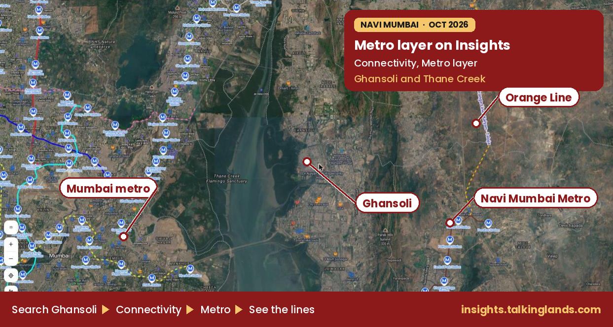 Ghansoli and Navi Mumbai on the TalkingLands Insights satellite map