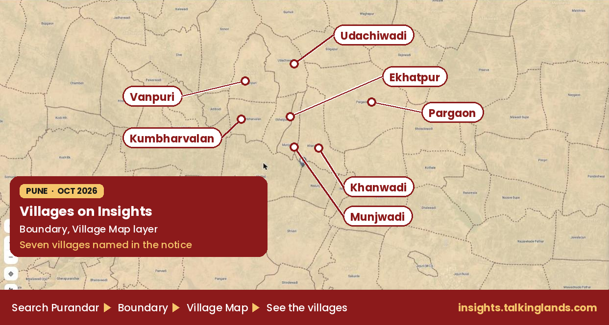 Purandar village boundaries on the TalkingLands Insights map